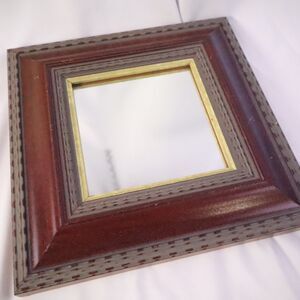 Framed Mirror in Ornate Multi-layer wooden frame 9"x9" Wall Hung
